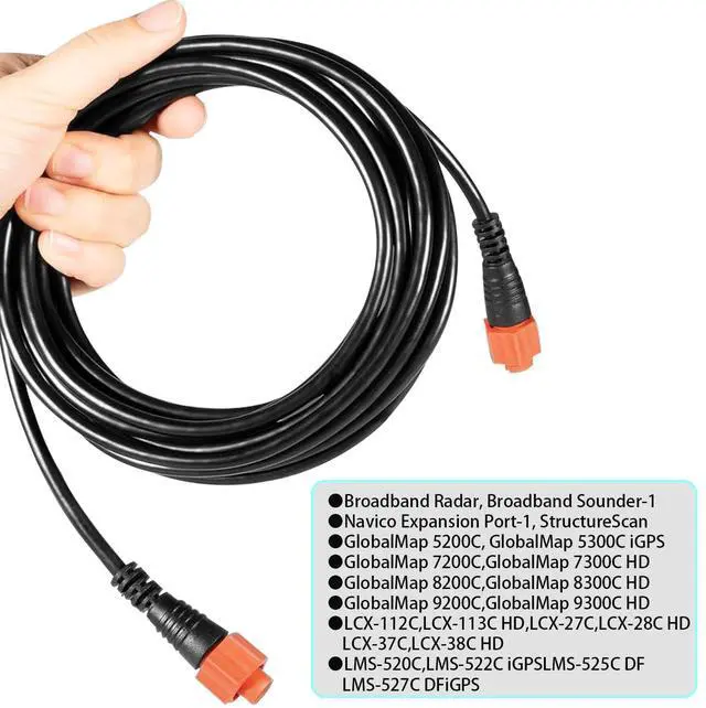 Alt view image 2 of 5 - Generic 0127-29 Ethernet Cable Cat6 Cable 15ft(4.5m) ETHEXT-15YL 5-Pin Network Cable Fit for Most Lowrance Devices Fit for GlobalMap StructureScan Radar, Black, 3004.7036L