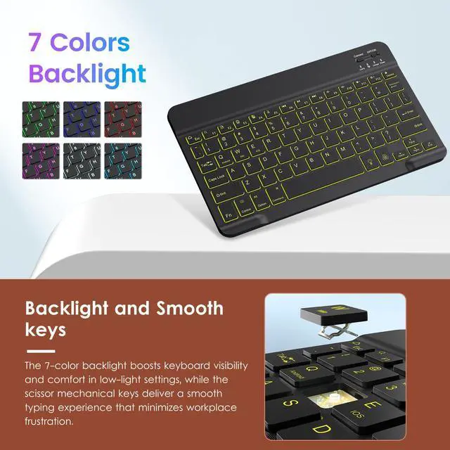 Alt view image 3 of 5 - VIKESI Keyboard Case for iPad 9th / 8th / 7th Generation 10.2 inch (2021/2020/2019), Premium Leather Smart Cover, Built-in Breathing Light, Function Row, Pencil Holder, Card Slots - Brown