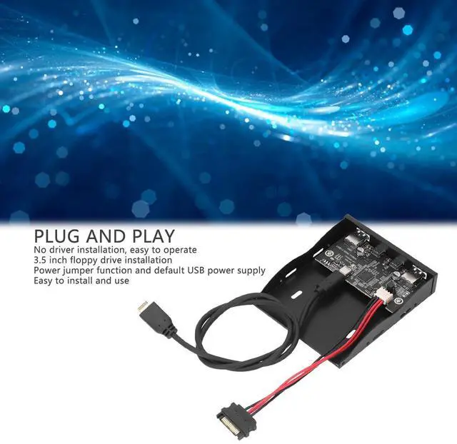 Alt view image 3 of 5 - 3.5 Inch Front Panel USB C Hub,USB 3.2 Gen 2 Hub,10Gbps 4 Ports Floppy Drive Bay 19pin to Type C Front Panel,Support for Win 10 11 2003,for Linux System