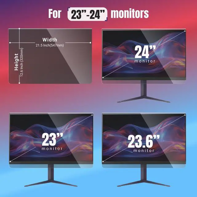 Alt view image 2 of 5 - Hanging Computer Privacy Screen Protector Shield Compatible for 23.8/24 Inch 16:9 Widescreen Desktop Monitor - Anti Glare Filter Blue Light Filter Type Anti Scratch