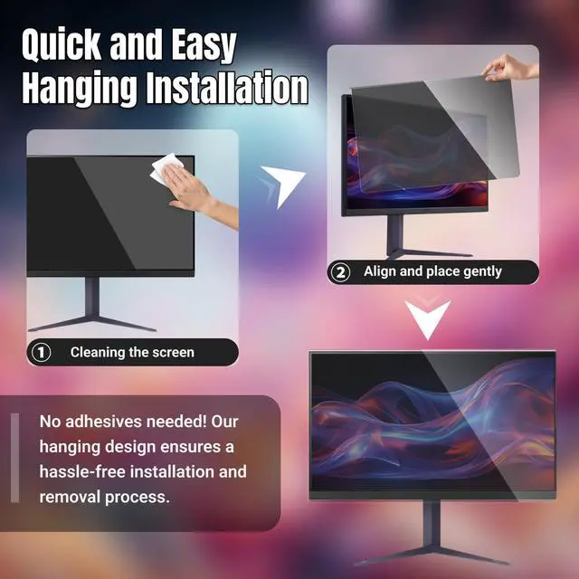 Alt view image 5 of 5 - Hanging Computer Privacy Screen Protector Shield Compatible for 23.8/24 Inch 16:9 Widescreen Desktop Monitor - Anti Glare Filter Blue Light Filter Type Anti Scratch