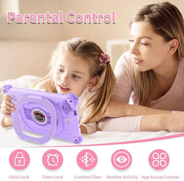 Alt view image 3 of 5 - zcobro Kids Tablet Child 7 inch for Toddler 32GB Android Kids Learning Tablet with Protective Case WiFi YouTube Parental Control, Bluetooth, Preinstalled Educational Contents for Girls Boys, Purple
