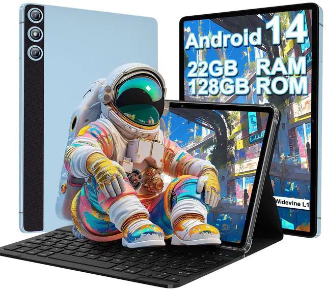 Main image of Android 14 Tablet, 2024 Tablets with 10 Inch IPS Incell Screen, 22GB+128GB (1TB Expand), 8000mAh Octa-Core Tablet with Keyboard, Mouse, Case, GPS, BT5.0, Support Widevine L1, Split Screen -Metal Blue