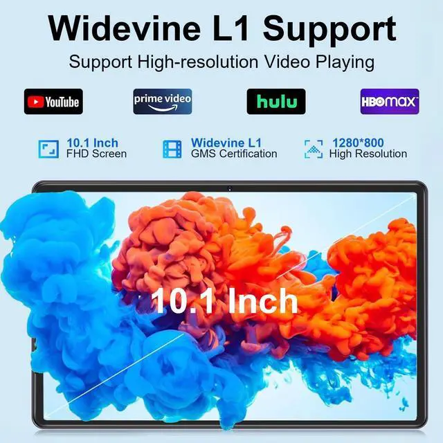 Alt view image 3 of 5 - Android 14 Tablet, 2024 Tablets with 10 Inch IPS Incell Screen, 22GB+128GB (1TB Expand), 8000mAh Octa-Core Tablet with Keyboard, Mouse, Case, GPS, BT5.0, Support Widevine L1, Split Screen -Metal Blue
