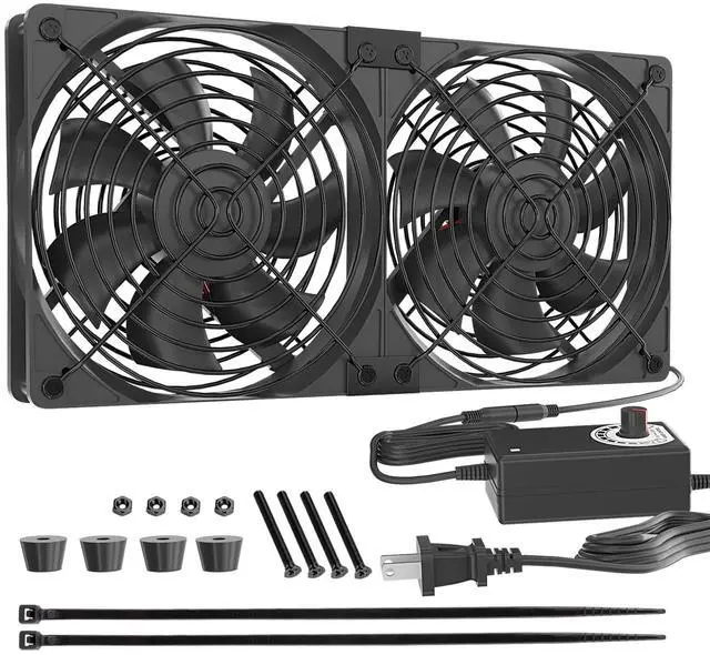 Main image of Big Airflow 240mm Computer Fan with AC Plug, Zirsso AC 110V 120V 220V 240V Variable Speed Fan for Mining Machine Cabinet Chassis Server Workstation Cooling