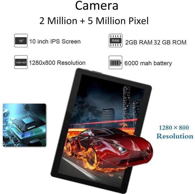 Alt view image 2 of 5 - ZONKO Tablet 10 Inch Android 3G Phone Tablets with 32GB Storage Dual Sim Card 5MP Camera, WiFi, Bluetooth, GPS, Quad Core, HD Touchscreen, Support 3G Phone Call (Black)