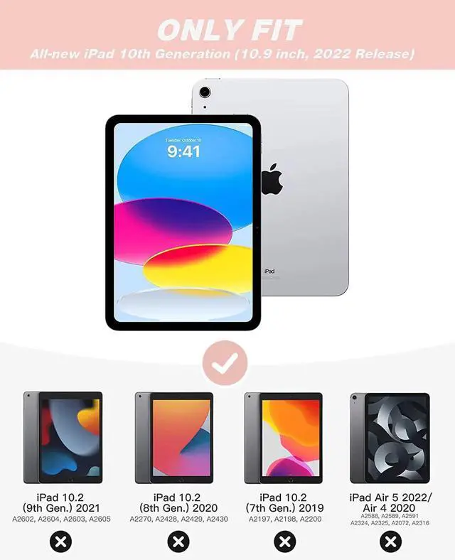 Alt view image 2 of 5 - ZryXal iPad (A16) Case/iPad 10th Generation Case [11-Inch 2025/10.9 Inch 2022] with Pencil Holder, Smart Cover with Soft TPU Back [Support Auto Wake/Sleep] (Rose Gold)