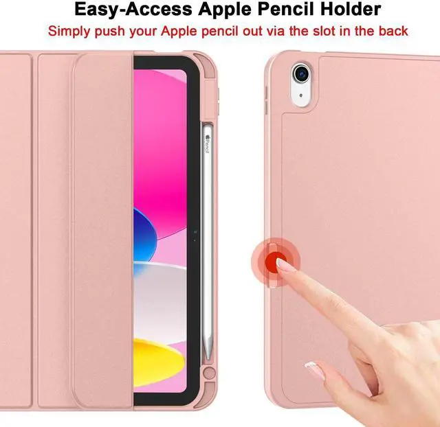 Alt view image 3 of 5 - ZryXal iPad (A16) Case/iPad 10th Generation Case [11-Inch 2025/10.9 Inch 2022] with Pencil Holder, Smart Cover with Soft TPU Back [Support Auto Wake/Sleep] (Rose Gold)