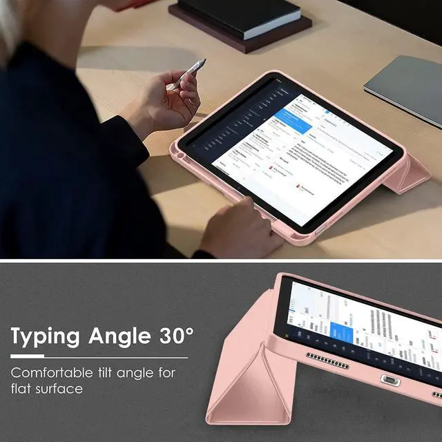 Alt view image 4 of 5 - ZryXal iPad (A16) Case/iPad 10th Generation Case [11-Inch 2025/10.9 Inch 2022] with Pencil Holder, Smart Cover with Soft TPU Back [Support Auto Wake/Sleep] (Rose Gold)