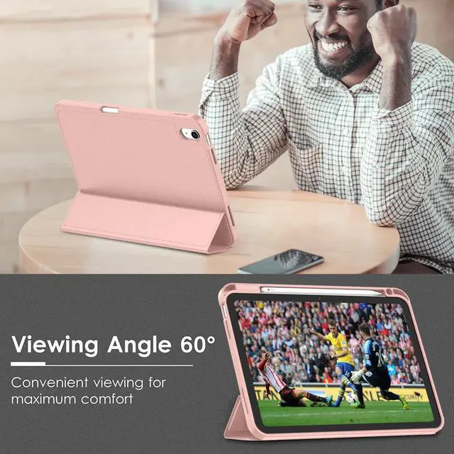 Alt view image 5 of 5 - ZryXal iPad (A16) Case/iPad 10th Generation Case [11-Inch 2025/10.9 Inch 2022] with Pencil Holder, Smart Cover with Soft TPU Back [Support Auto Wake/Sleep] (Rose Gold)