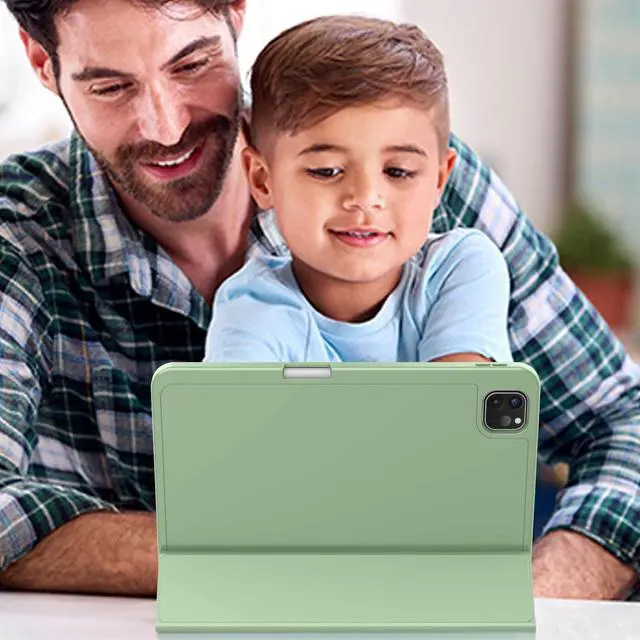 Alt view image 5 of 5 - ZryXal New iPad Pro 13 Inch Case M4 (2024 Model, 7th Generation) with Pencil Holder, Smart iPad Case [Support Pencil Pro and Pencil (USB-C)], Support Touch ID and Auto Wake/Sleep (Matcha Green)