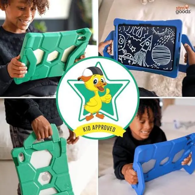 Alt view image 3 of 5 - STM Goods Duxling iPad (A16/10th Gen) Case for Kids - Ultra-Protective, Two-Handle Design Allows for Easy Carry and Functions as a Multi-Angle Stand - Ideal for Parents, Teachers, Students - Black