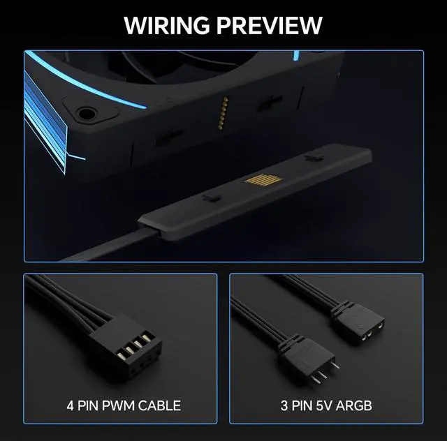 Alt view image 5 of 5 - EY120PRO 3 Pack 120mm Reverse Daisy Chain Case Fans,Reverse Blade Pc Fan Up to 1800RPM, Single Cable for Each Set of Fans Easier Installation