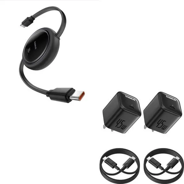 Main image of Baseus USB C Cable & 45W USB C Charger Block 2 Pack