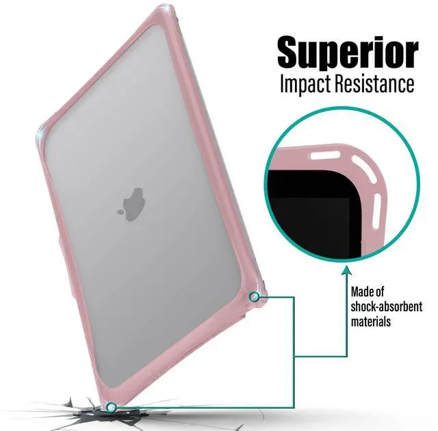 Alt view image 3 of 5 - IBENZER Hexpact Compatible with MacBook Air 13 Inch Case 2022 2021 2020 M1 A2337 A2179 A1932, Heavy Duty Protective Case with Screen Lock for Mac Air 13 with Touch ID, Pinkish, AT13-PKSH