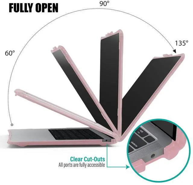 Alt view image 5 of 5 - IBENZER Hexpact Compatible with MacBook Air 13 Inch Case 2022 2021 2020 M1 A2337 A2179 A1932, Heavy Duty Protective Case with Screen Lock for Mac Air 13 with Touch ID, Pinkish, AT13-PKSH