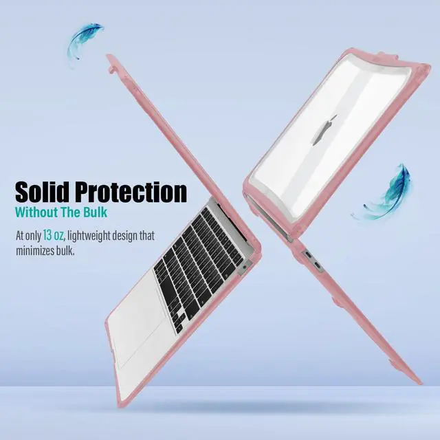 Alt view image 4 of 5 - IBENZER Hexpact Compatible with MacBook Air 13 Inch Case 2022 2021 2020 M1 A2337 A2179 A1932, Heavy Duty Protective Case with Screen Lock for Mac Air 13 with Touch ID, Pinkish, AT13-PKSH