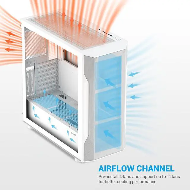 Alt view image 5 of 5 - SAMA S40 Mid Tower PC Case & SAMA Q60 CPU AIO Water Cooler