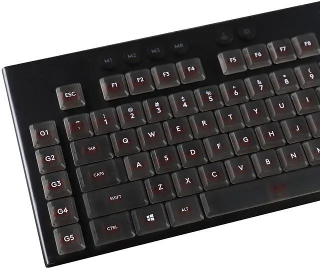 Main image of YMDK Solid Black Color White Font Simplicity Keycaps PC Material Frosted Low Profile Translucent Keycap Compatible with Logi G813 G815 G913 G915 tkl Mechanical Keyboard