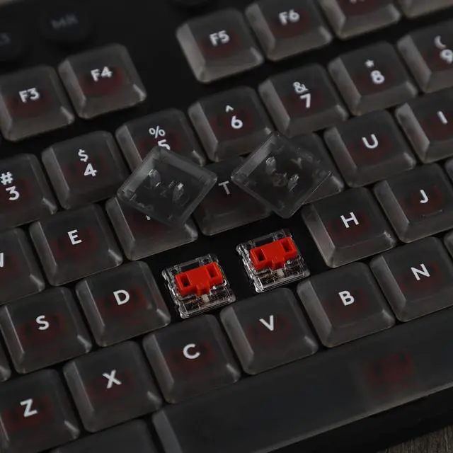 Alt view image 4 of 5 - YMDK Solid Black Color White Font Simplicity Keycaps PC Material Frosted Low Profile Translucent Keycap Compatible with Logi G813 G815 G913 G915 tkl Mechanical Keyboard