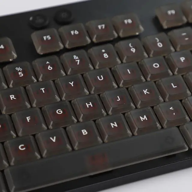 Alt view image 5 of 5 - YMDK Solid Black Color White Font Simplicity Keycaps PC Material Frosted Low Profile Translucent Keycap Compatible with Logi G813 G815 G913 G915 tkl Mechanical Keyboard