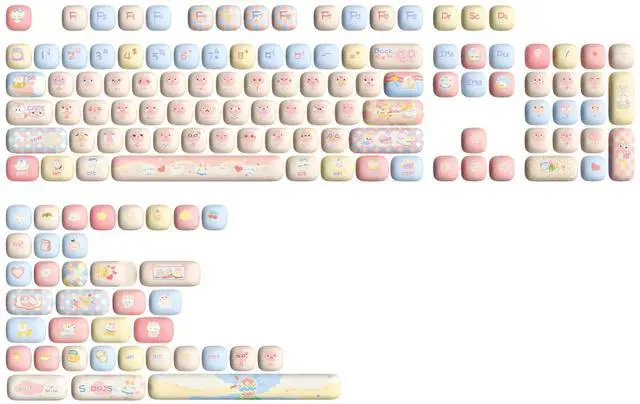 Main image of YUNZII Cute Pink Kitten Custom Keycaps, 141 Keys Dye Sub PBT MOG Profile Keycap Set for Mechanical Gaming Keyboards (Pink Kitten)