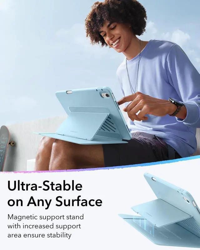 Alt view image 5 of 5 - ESR for iPad Air 13 Inch Case M3/M2 (2025/2024), Vertical Stand Cover, Multi Stand Angles, Ultra-Stable Case for iPad Air 13 with Pencil Holder, Flip Series, Sky Blue