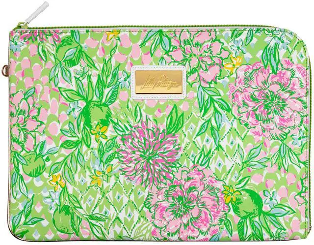 Alt view image 2 of 5 - Lilly Pulitzer Padded Tech Sleeve with Small Zip Pouch for Accessories, Cute Laptop Case for Women, Tablet Bag or 13 Inch Laptop Sleeve, Lime Feeling Good