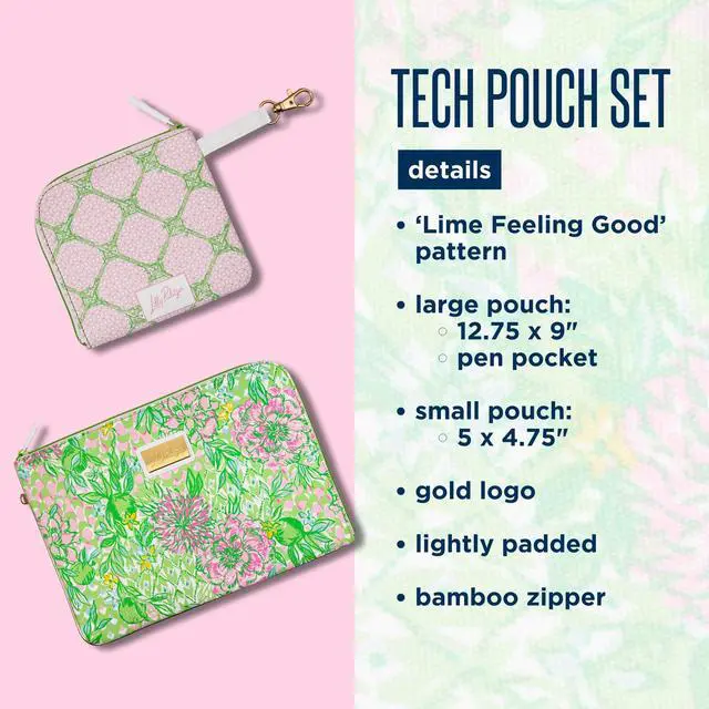 Alt view image 5 of 5 - Lilly Pulitzer Padded Tech Sleeve with Small Zip Pouch for Accessories, Cute Laptop Case for Women, Tablet Bag or 13 Inch Laptop Sleeve, Lime Feeling Good