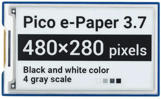 Main image of waveshare 3.7inch E-Paper E-Ink Display Module for Raspberry Pi Pico 480x280 Pixels Black/White SPI Interface Support Partial Refresh