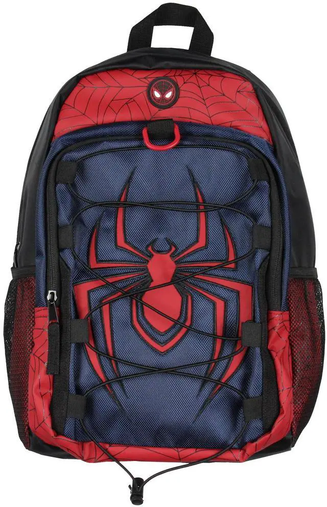 Alt view image 2 of 4 - Marvel Comics Spider-Man Miles Morales 17" Backpack Laptop Travel Book Bag Padded Back Adjustable Strap Bungee Cord
