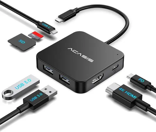 Main image of USB C Hub, 7 in 1 USB C to HDMI Multiport Adapter, 4K HDMI, Power Delivery 100 W, 2 USB A 3.0 Port, 1 USB C Hub 3.0, SD/TF Card Reader, USB C Dongle for MacBook Pro/Air, Laptop and USB C Devices