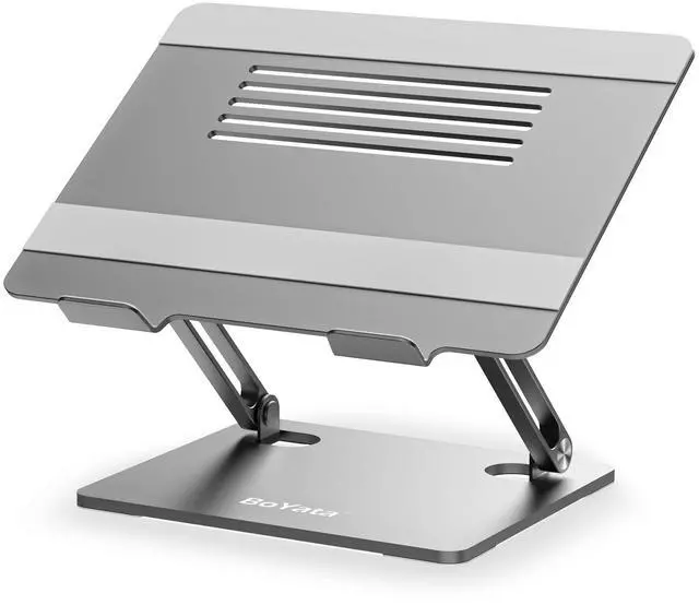 Main image of BoYata Laptop Stand, Adjustable Laptop Riser Ergonomic Computer Stand for Desk, Laptop Holder Compatible for MacBook Pro/Air, Surface Laptop and Other Laptops up to 15 Inches-Space Gray