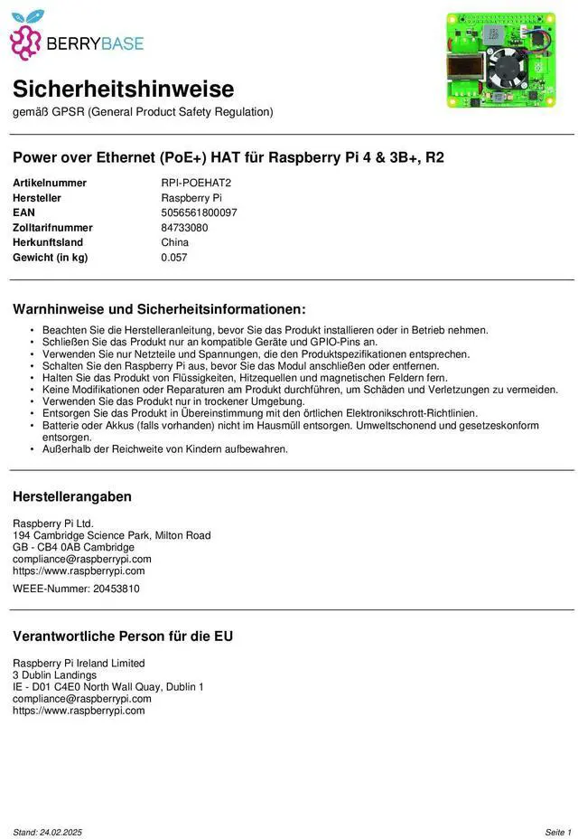 Alt view image 5 of 5 - Raspberry Pi POE+ HAT