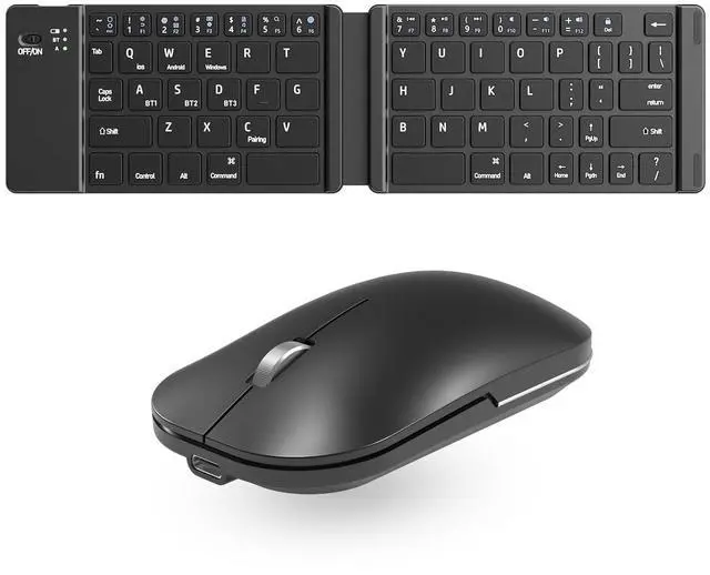 Alt view image 4 of 5 - Foldable Keyboard and Mouse, Folding Wireless Keyboard Mouse Combo, 2.4G Wireless and Bluetooth, USB-C Rechargeable Portable Combo for Travel and for Laptop iPads Tablets iOS Andorid- Black