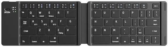 Alt view image 3 of 5 - Foldable Keyboard and Mouse, Folding Wireless Keyboard Mouse Combo, 2.4G Wireless and Bluetooth, USB-C Rechargeable Portable Combo for Travel and for Laptop iPads Tablets iOS Andorid- Black