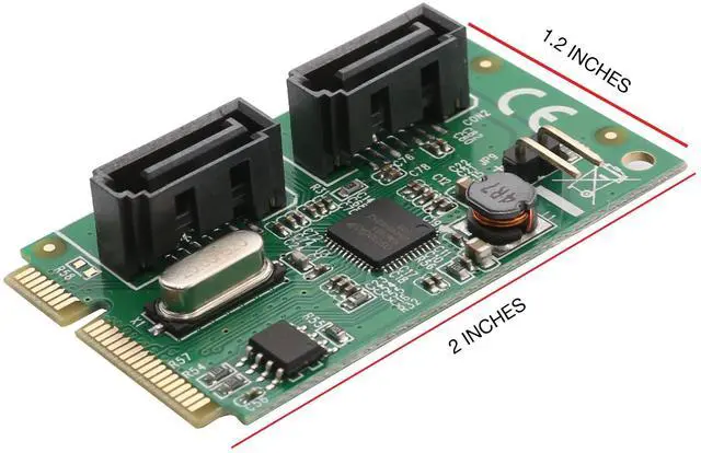 Alt view image 4 of 5 - 2 Port Mini PCIe to SATA III Controller Card AsMedia ASM1061 Chipset