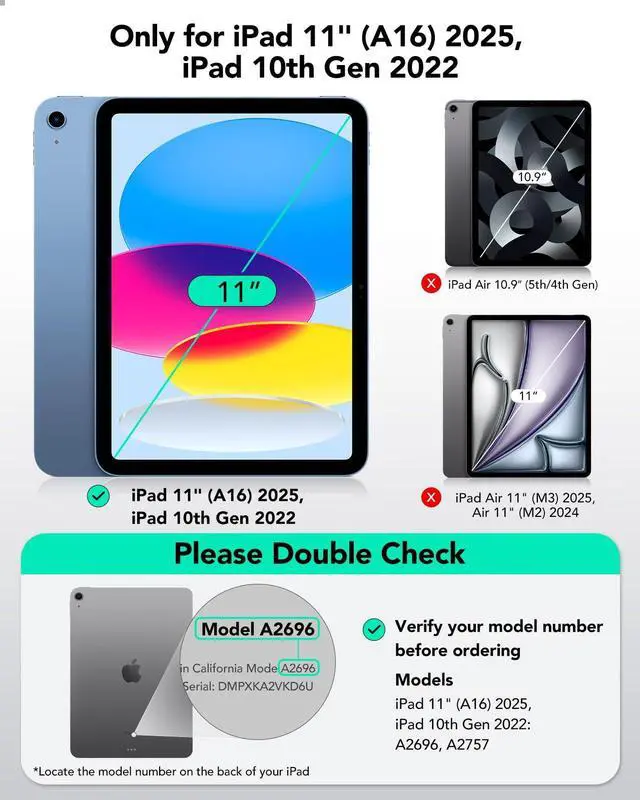 Alt view image 2 of 5 - ESR 2 Pack Armorite Screen Protector for iPad 11th/10th Generation 11/10.9 Inch A16/A14 (2025/2022)+Paper-Feel Magnetic Screen Protector