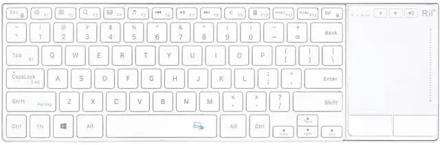 Main image of Rii K22S 2.4G Wireless and Bluetooth Touch TV Keyboard with Easy Media Control and Built-in Touchpad,Stainless Steel Compact Keyboard for Windows, Android, Chrome OS, Laptop, Tablet - White