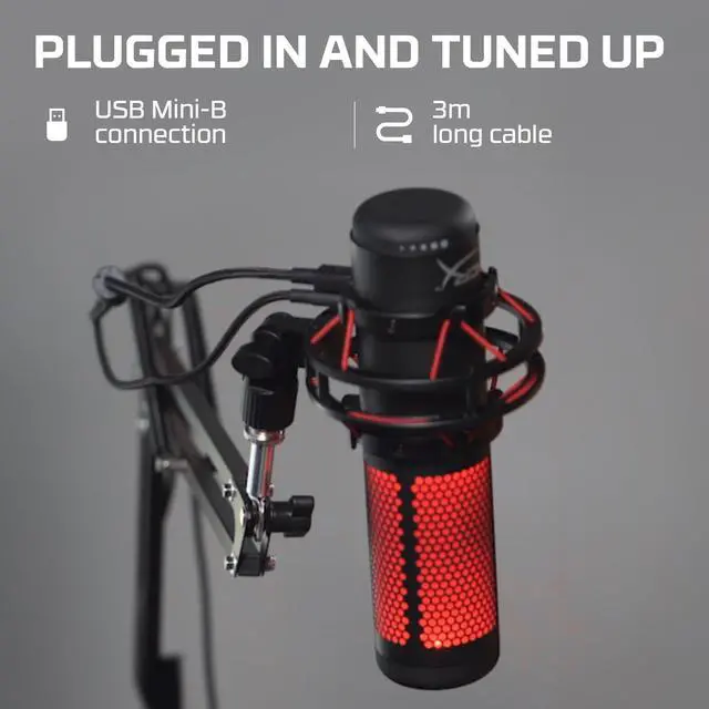 Alt view image 2 of 5 - HyperX QuadCast - USB Condenser Gaming Microphone, for PC, PS4, PS5 and Mac, Anti-Vibration Shock Mount, Four Polar Patterns, Pop Filter, Gain Control, Podcasts, Twitch, YouTube, Discord, Red LED