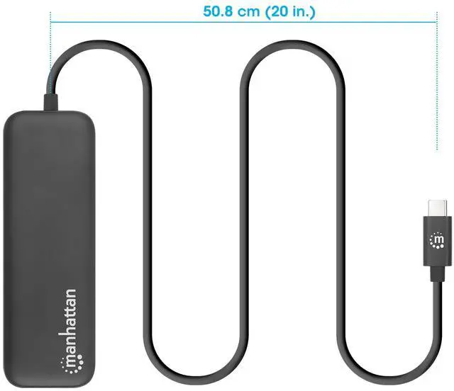 Alt view image 2 of 5 - Manhattan 5 in 1 USB C Docking Station Hub - Long 20 in Cord - 100W PD, 4k HDMI, 2 USB-A 3.0, 1 USB-C 5Gbps Data Port - Multiport Adapter for MacBook Air Pro & Type C Devices-3 Yr Mfg Warranty-130721