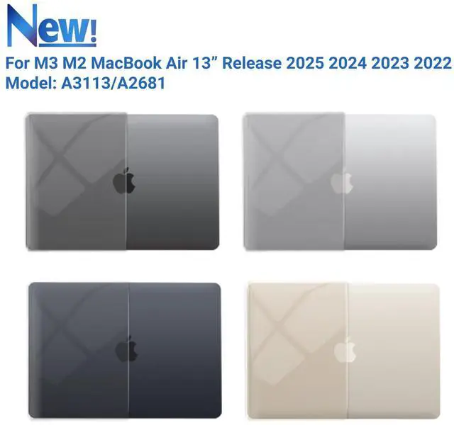Alt view image 4 of 5 - IBENZER Compatible with 2025 2024 2023 2022 MacBook Air 13 inch case M4 A3240 M3 A3113 M2 A2681, Hard Shell Case & Sleeve & Keyboard Cover & Type-C Adapter for Mac Air 13.6, Crystal Clear, KK-CYCL+3