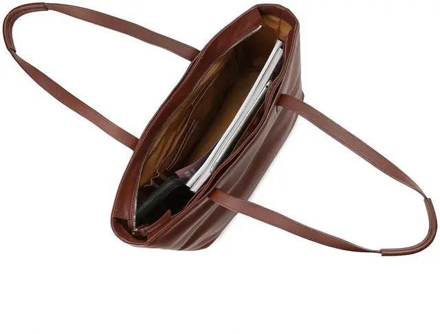 Alt view image 4 of 5 - KNOMO Maddox Large Leather Laptop Tote Shoulder Bag Purse,Work Handbag for Women, Brown