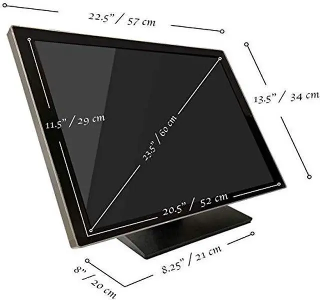 Alt view image 3 of 5 - ANGEL POS 24" Metal Housing Capacitive LED Capacitive Multi-Touch HDMI VGA Monitor 16:9 Display 1080p, Seamless Splash Proof Flat Touchscreen, Industrial, Office, Retail, Restaurant