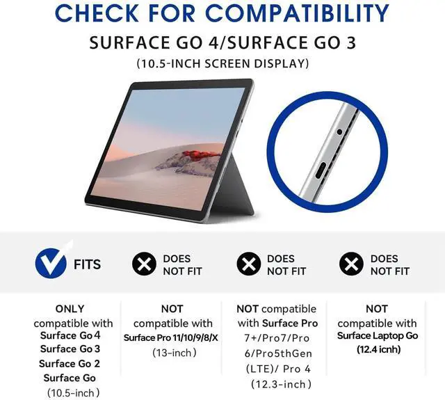 Alt view image 2 of 5 - Omnpak Protective Case for Surface Go 4 2023/Go 3 2021/Go 2 2020/Go 2018 with Stylus Holder, Multiple Angle Slim Lightweight Cover, Compatible with Type Cover Keyboard(Keyboard Not Included)
