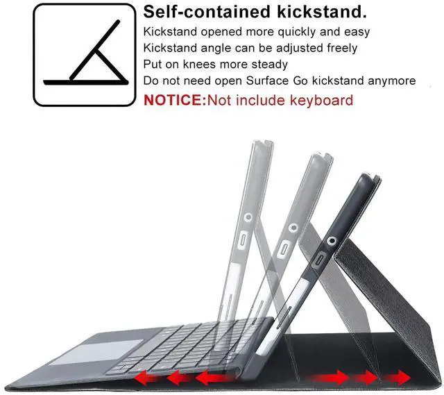 Alt view image 3 of 5 - Omnpak Protective Case for Surface Go 4 2023/Go 3 2021/Go 2 2020/Go 2018 with Stylus Holder, Multiple Angle Slim Lightweight Cover, Compatible with Type Cover Keyboard(Keyboard Not Included)