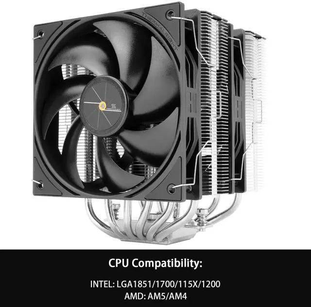 Alt view image 3 of 5 - Thermalright Peerless Assassin 120 Black V3 CPU Air Cooler, 6 Heat Pipes Heatsink Cooler with Dual PWM Fans, Top Cover Design, 2000RPM, for AM4/AM5,Intel LGA1851/1700/115X/1200/2011