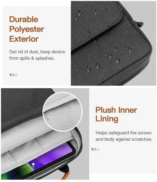 Alt view image 3 of 5 - MoKo 9-11 Inch Tablet Sleeve Bag Handle Carrying Case with Shoulder Strap Fits iPad Pro 11 inch,iPad 10th 10.9,iPad 9/8/7th Generation 10.2,iPad Air 5/4th 10.9,iPad 9.7,Tab S8/S9 11", Black & Gray