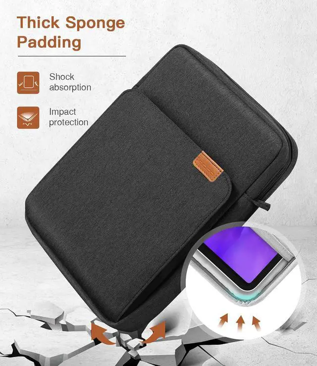 Alt view image 4 of 5 - MoKo 9-11 Inch Tablet Sleeve Bag Handle Carrying Case with Shoulder Strap Fits iPad Pro 11 inch,iPad 10th 10.9,iPad 9/8/7th Generation 10.2,iPad Air 5/4th 10.9,iPad 9.7,Tab S8/S9 11", Black & Gray
