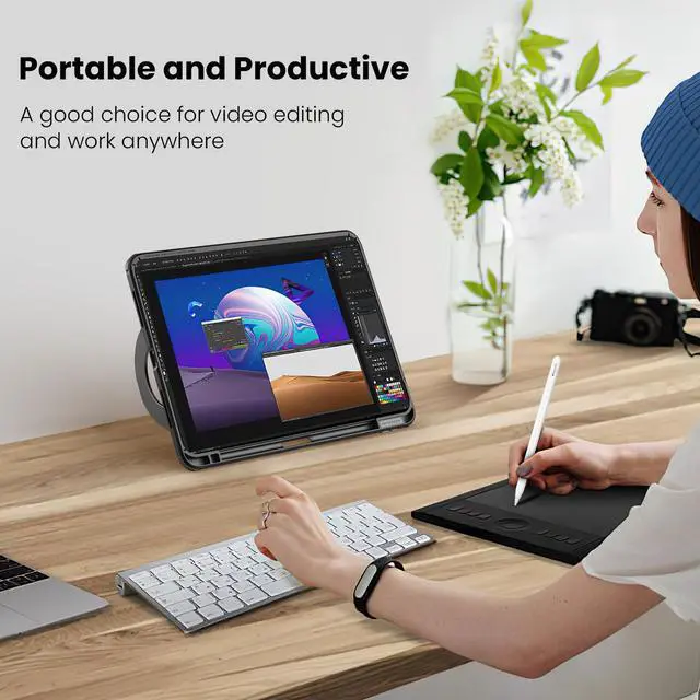 Alt view image 3 of 5 - Nillkin Camshied Pro Case for iPad Pro 11 M4 2024 Magnetic Slim Protective Case with Stable Adjustable Tablet Kickstand Holder and Pencil Pocket,General Aviation, Vertical/Horizontal Stand